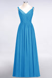 Chic V-Neck Straps Ruffle Burgundy Bridesmaid Dresses with Bow Sash