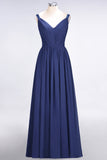Chic V-Neck Straps Ruffle Burgundy Bridesmaid Dresses with Bow Sash