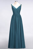 Chic V-Neck Straps Ruffle Burgundy Bridesmaid Dresses with Bow Sash