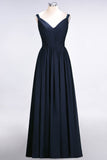 Chic V-Neck Straps Ruffle Burgundy Bridesmaid Dresses with Bow Sash