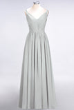 Chic V-Neck Straps Ruffle Burgundy Bridesmaid Dresses with Bow Sash