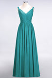 Chic V-Neck Straps Ruffle Burgundy Bridesmaid Dresses with Bow Sash