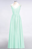 Chic V-Neck Straps Ruffle Burgundy Bridesmaid Dresses with Bow Sash