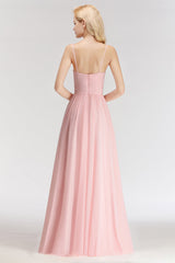 Chiffon Spaghetti-Straps Sleeveless Affordable Bridesmaid Dress Online