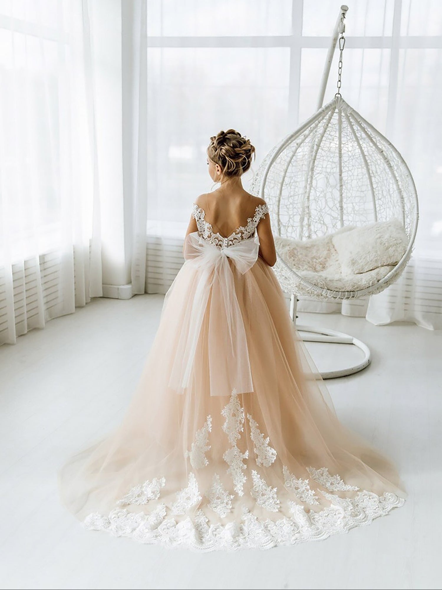 Cute Sleeveless Floral Lace Champagne Flower Girl Dress Newinlook Cute Sleeveless Floral Lace Champagne Flower Girl Dress Newinlook