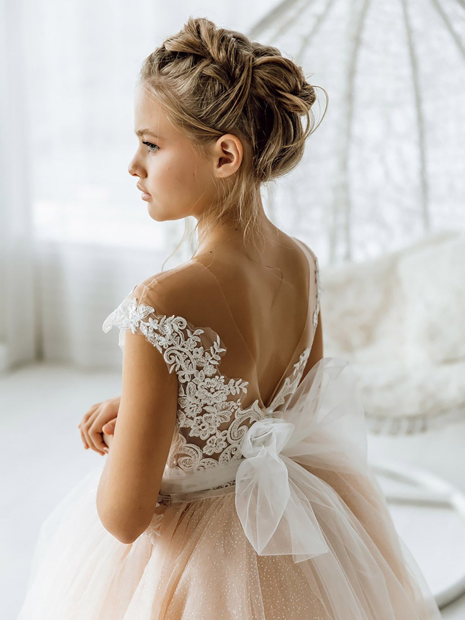 Cute Sleeveless Floral Lace Champagne Flower Girl Dress Newinlook Cute Sleeveless Floral Lace Champagne Flower Girl Dress Newinlook