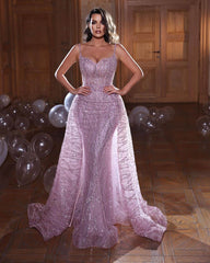Newinlook Shining Spaghetti-Straps Mermaid Evening Dress Overskirt Sleeveless