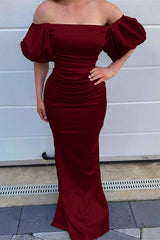 Newinlook Ocean Blue Mermaid Off-The-Shoulder Long Evening Dress
