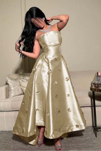 Strapless Sleeveless Long Formal Dress With Pleated Appliques
