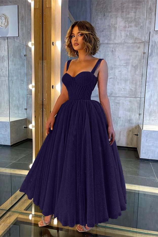 Chic Glittering Straps Sweetheart Sleeveless A Line Formal Dress With Sequins