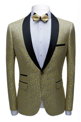Newinlook Gentle Black Shawl Lapel One-Button Jacquard Wedding Suit