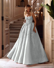 Spaghetti Strap Sleeveless Long A Line Formal Dress With Beading