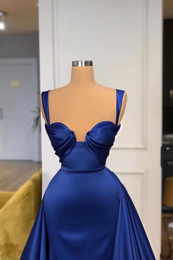 Dark Blue Straps Prom Dress Overskirt Long Online