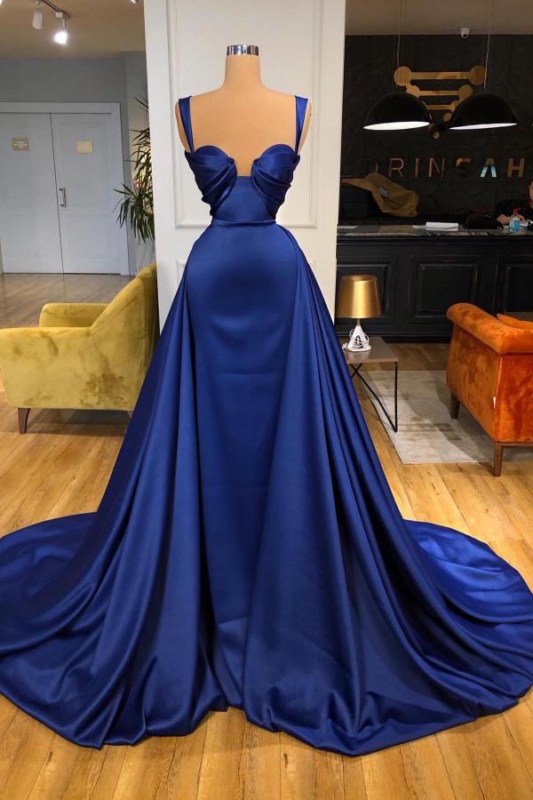 Dark Blue Straps Prom Dress Overskirt Long Online