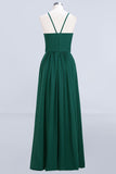 Dark Green Chiffon Spaghetti-Straps Modest Bridesmaid Dress Online