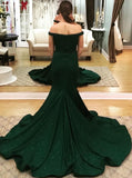 Dark Green Off-the-Shoulder Mermaid Prom Dress Long