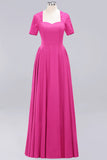 Dark Navy Open-Back Long Bridesmaid Dress With Short Sleeves