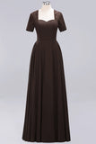 Dark Navy Open-Back Long Bridesmaid Dress With Short Sleeves