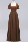 Dark Navy Open-Back Long Bridesmaid Dress With Short Sleeves