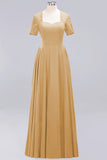 Dark Navy Open-Back Long Bridesmaid Dress With Short Sleeves