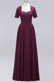 Dark Navy Open-Back Long Bridesmaid Dress With Short Sleeves
