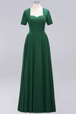 Dark Navy Open-Back Long Bridesmaid Dress With Short Sleeves