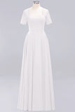 Dark Navy Open-Back Long Bridesmaid Dress With Short Sleeves