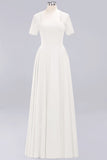 Dark Navy Open-Back Long Bridesmaid Dress With Short Sleeves
