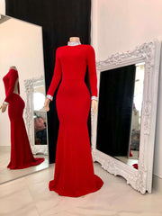 Newinlook Red Long Sleeves Charming Evening Dress