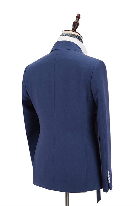 Newinlook Stylish Dark Blue Groomsmen Outfit with Peaked Lapel