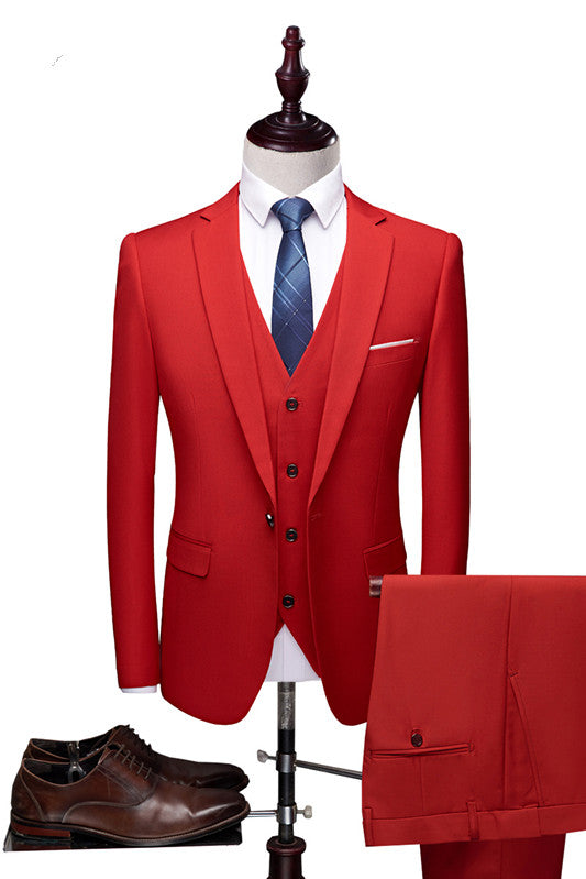 Newinlook Red Three Pieces Prom Suits - Notched Lapel for Men