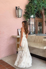 Spaghetti Strap Sleeveless Long Formal Dress With Pleated Appliques