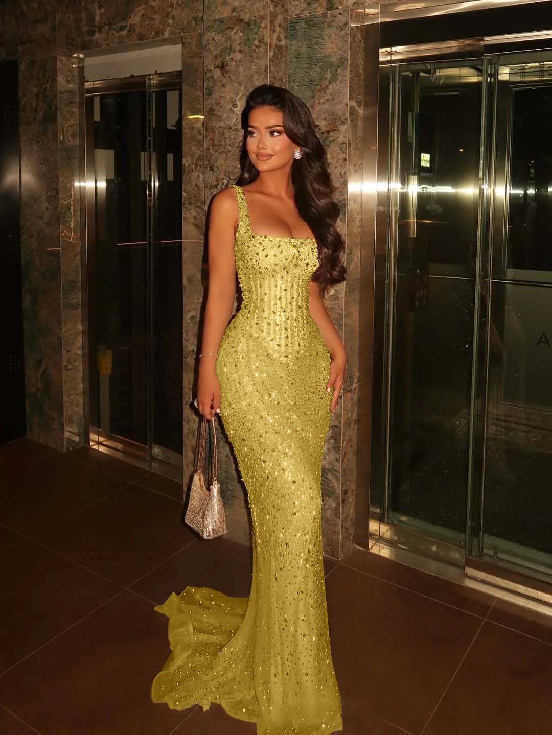 Spaghetti Strap Sleeveless Long Mermaid Formal Dress With Beading