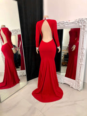 Newinlook Red Long Sleeves Charming Evening Dress