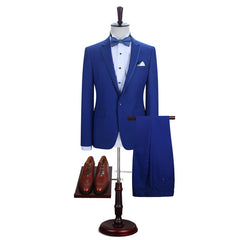 Newinlook Elegant Royal Blue One-Button Evening Suit with Notched Lapel