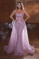Newinlook Shining Spaghetti-Straps Mermaid Evening Dress Overskirt Sleeveless