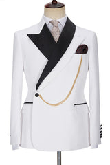 Newinlook Adonis White Peaked Lapel Bespoke Wedding Suit for Men’s Parties