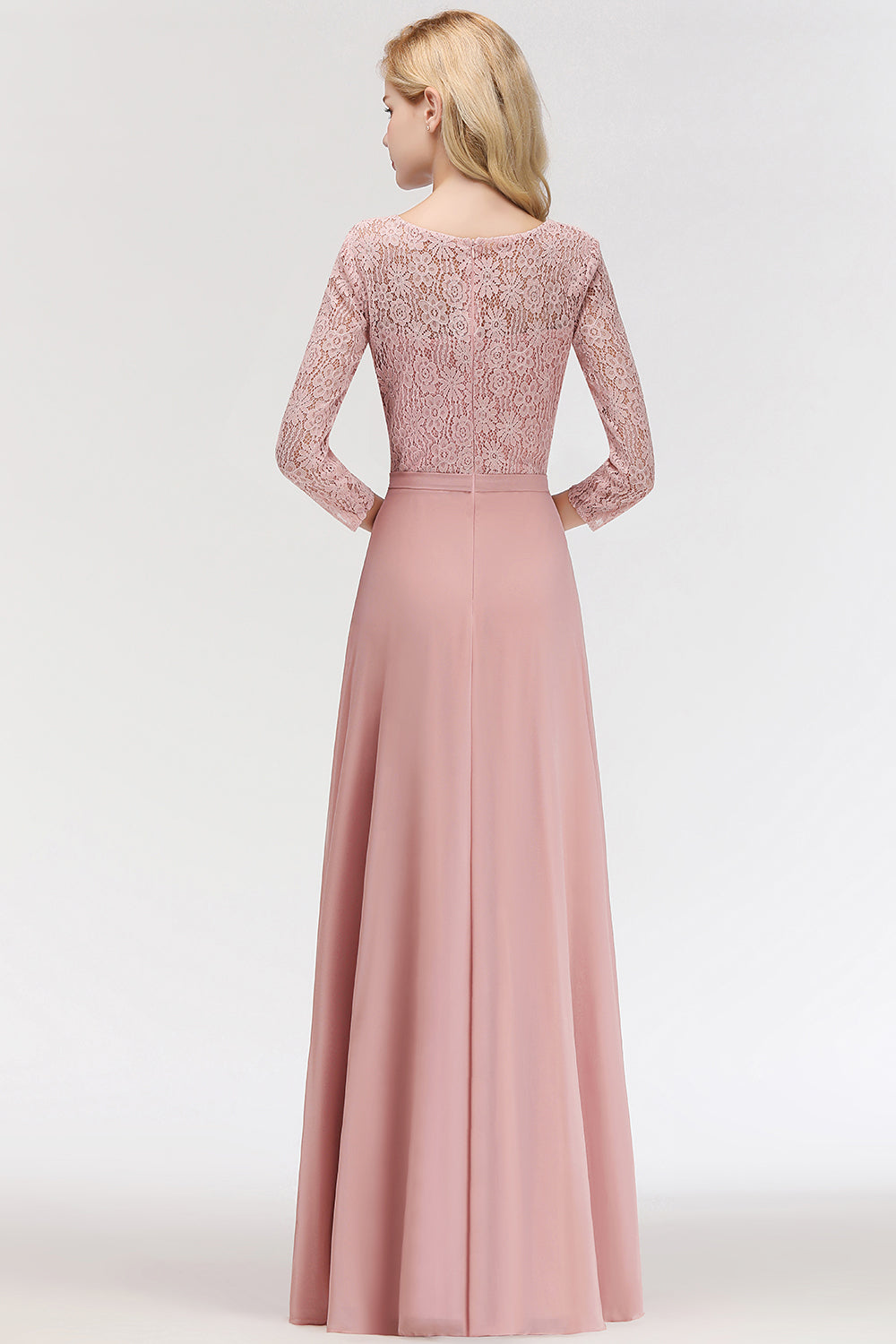 Elegant 3/4 Sleeves Lace Long Dusty Rose Bridesmaid dresses Newinlook Elegant 3/4 Sleeves Lace Long Dusty Rose Bridesmaid dresses Newinlook