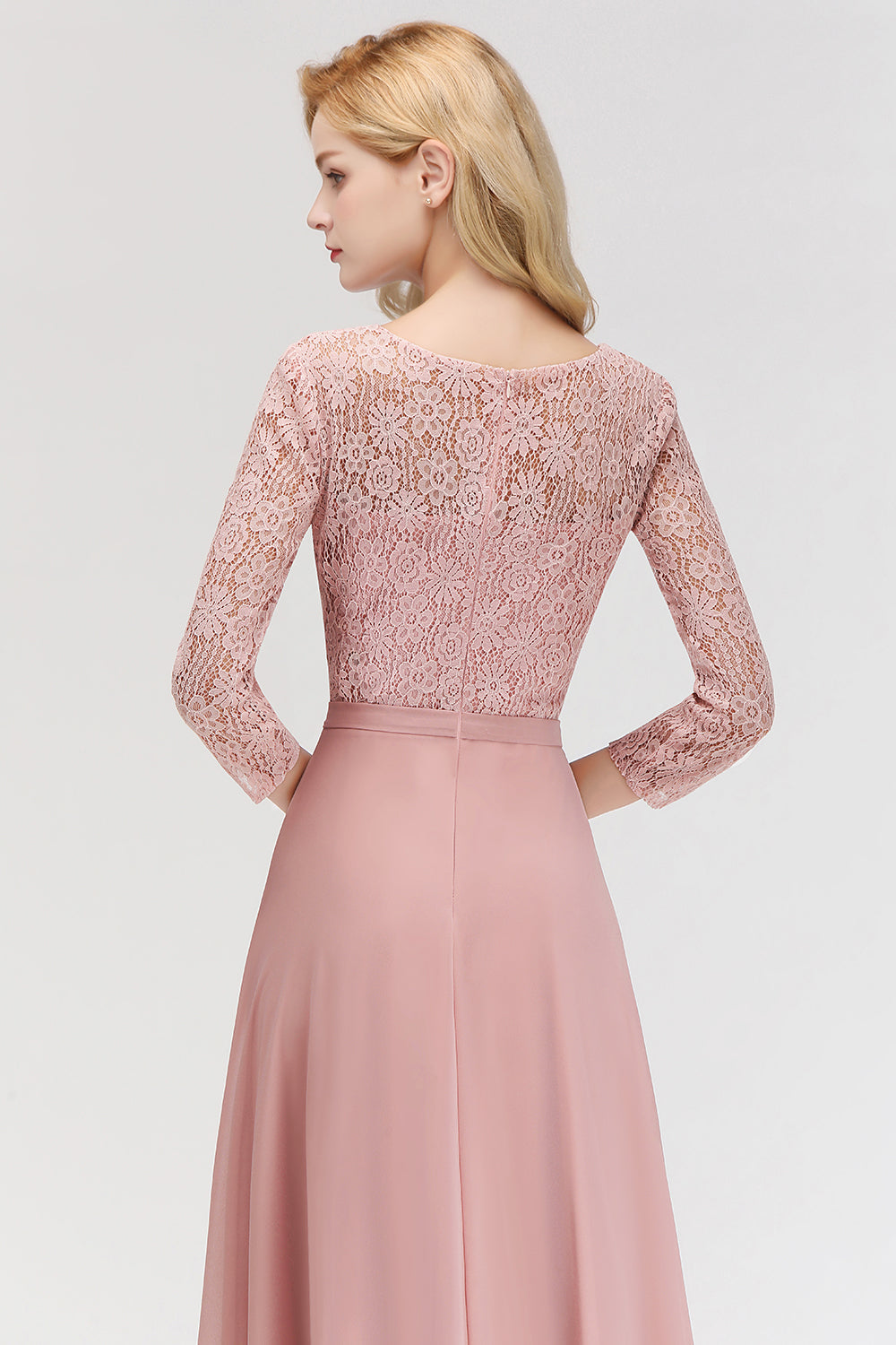 Elegant 3/4 Sleeves Lace Long Dusty Rose Bridesmaid dresses – Newinlook