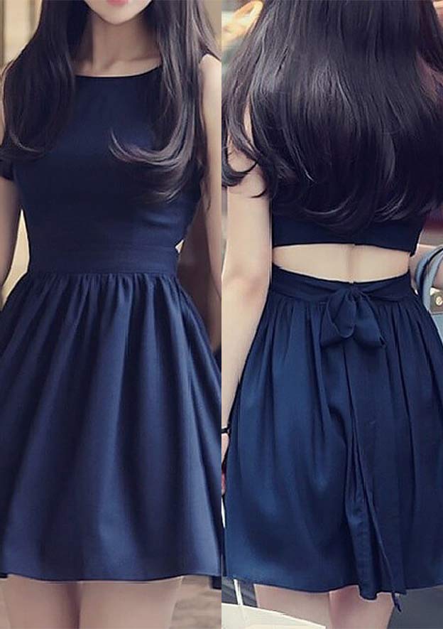 A-line Bateau Sleeveless Chiffon Homecoming Dress