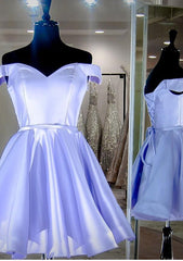 A-line Off-the-Shoulder Homecoming Dress in Charmeuse
