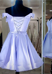 A-line Off-the-Shoulder Homecoming Dress in Charmeuse