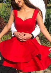 A-line Off-the-Shoulder Satin Short Homecoming Dress