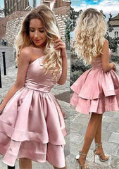A-Line Princess One-Shoulder Charmeuse Homecoming Dress with Ruffles