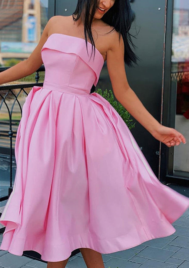 A-line Satin Homecoming Dress with Square Neckline