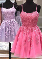 A-line Scoop Neck Lace Homecoming Dress With Beading
