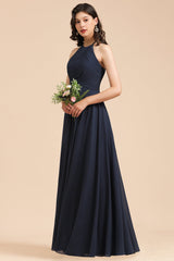 Elegant A-line Sleeveless V-Neck Ruffle Chiffon Lace Bridesmaid Dresses