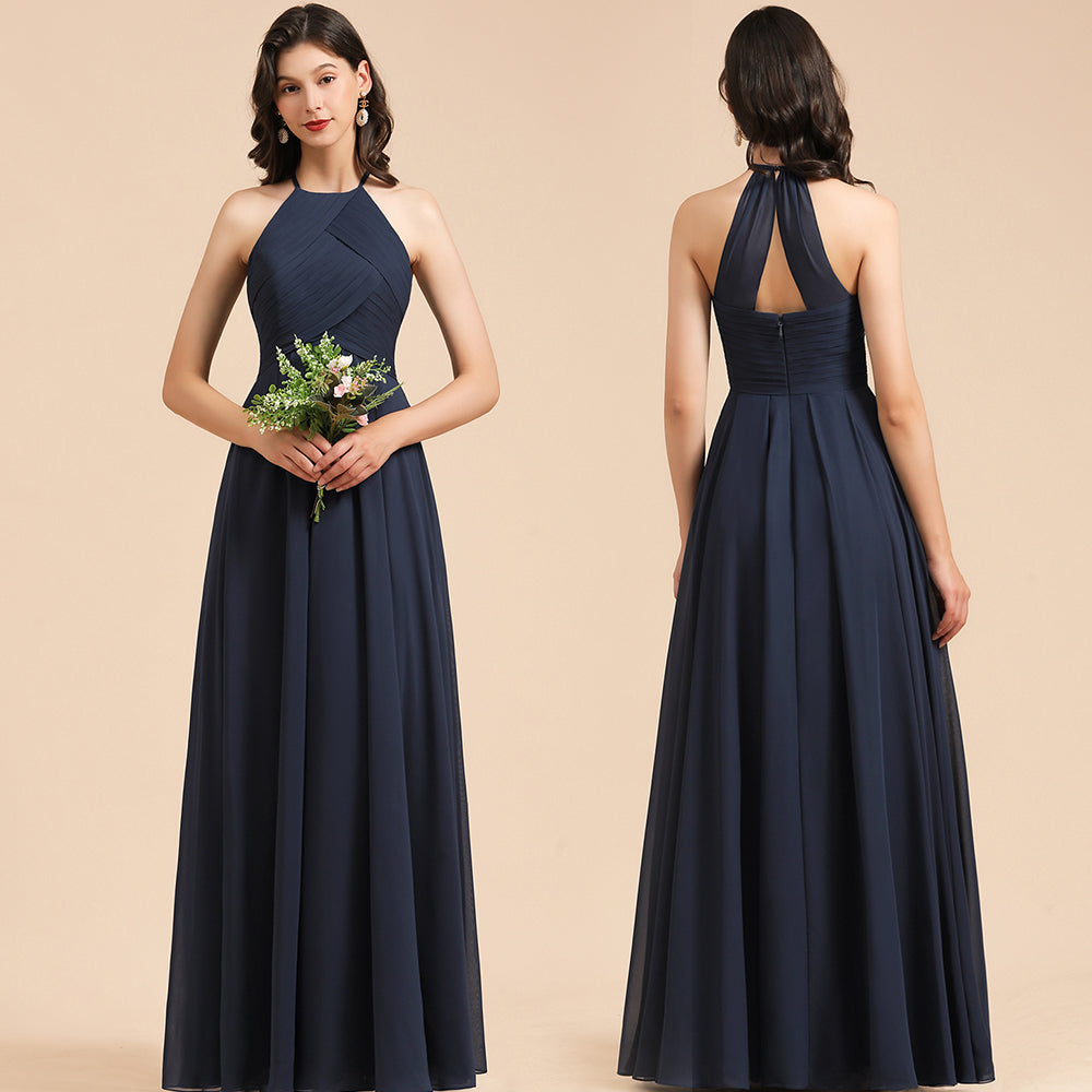 Elegant A-line Sleeveless V-Neck Ruffle Chiffon Lace Bridesmaid Dresses