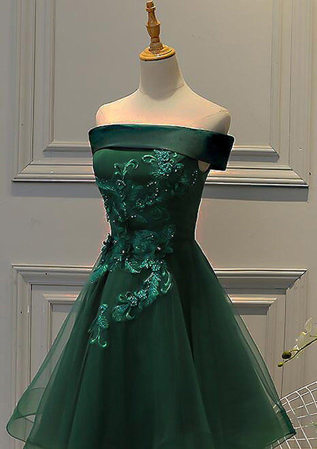 Elegant A-line Square Neck Sleeveless Tulle Satin Homecoming Dress wit Newinlook Elegant A-line Square Neck Sleeveless Tulle Satin Homecoming Dress wit Newinlook