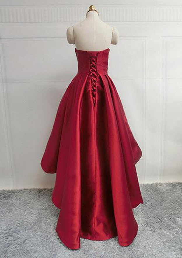 A-Line Sweetheart Sleeveless Satin Asymmetrical Homecoming Dress